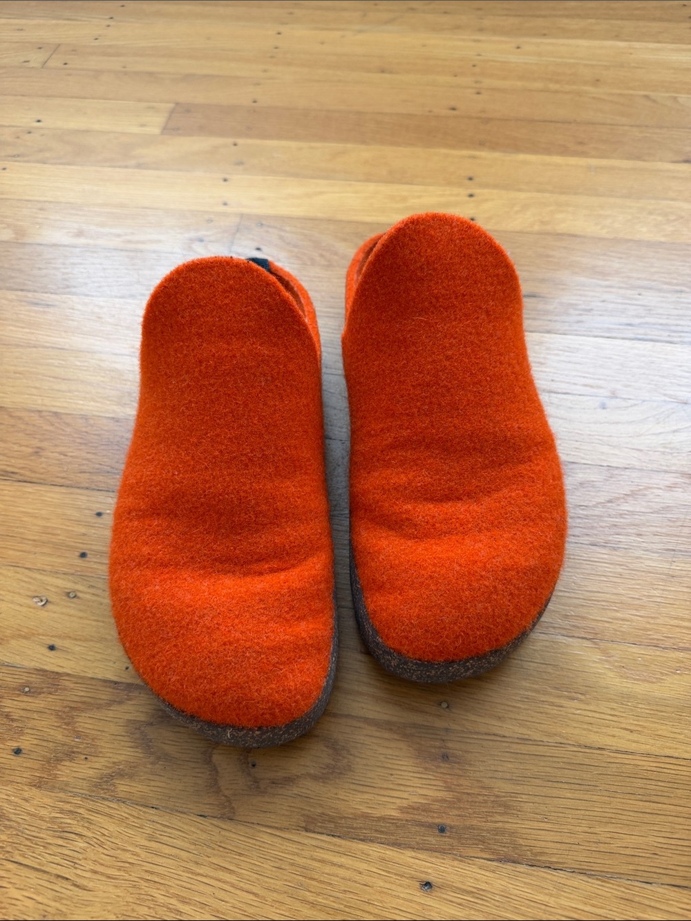 Women's Orange Felt Slip-On Clog Mules